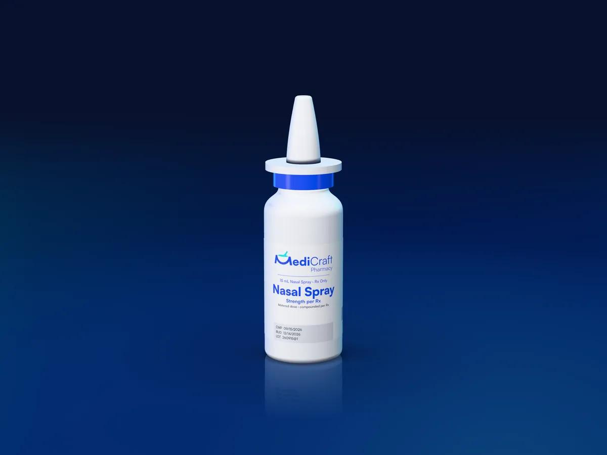 A MediCraft metered-dose nasal spray bottle